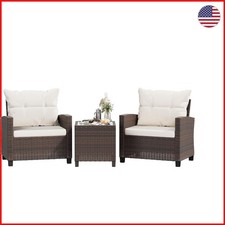 Elegant 3-Piece Patio Furniture Set - Weather-Resistant Wicker Chairs & Table picture