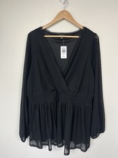 Torrid Womens Y2K Babydoll Top 3X Black Fairy Grunge Witchy Sheer Sleeves picture