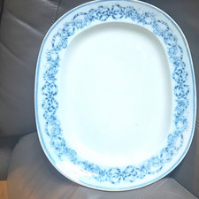 Antique Copeland Spode Blue & White Floral Border Oval Platter ovensafe picture