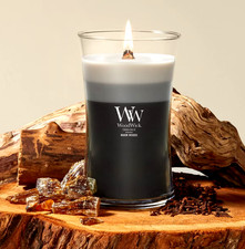 WoodWick Warm Woods Trilogy Large Hourglass Candle 21.5 oz Fireside Redwood ... picture