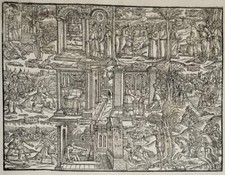 1572 Bishops Bible Leaf, 2nd Folio Edition ~1 Samuel Title Page~ Nice woodcut picture