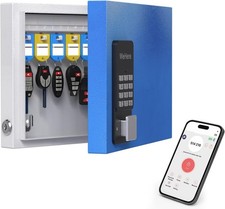 Wehere 16-Key Key Lock Box Wall Mount – Smart Key Cabinet with App, Keypad, Blue picture