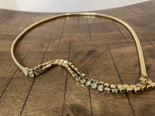Gorgeous Vintage Goldtone Braided multicolor Rhinestone Stretch Belt 70’s disco  picture