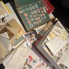 Worldwide Stamp Collection Lot Albums 2lbs Loose Stamps USA Foreign Album Books picture