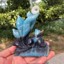 1Pc Natural Trolleite Nine-Tailed Fox Carving Hand Polished for Healing picture