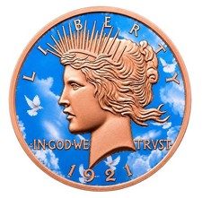 20 Pack - Peace Dollar Colorized Coin 1 AVDP OZ .999 Fine Copper Round picture