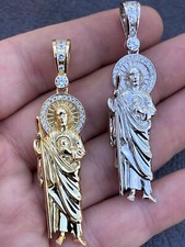 Men's Real Solid 925 Sterling Silver/Gold Plated St Jude San Judas Tadeo Pendant picture