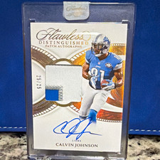 Panini Flawless 2025 Calvin Johnson Lions Distinguished Patch Auto #DPA-CJO /25 picture
