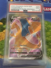 2020 POKEMON SWSH BLACK STAR PROMO #050 CHARIZARD V PSA 9 Damage On Case picture