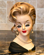 Vintage Inarco Lady Head Vase Figurine 1963 With Pearls  6