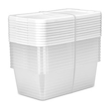 Sterilite 6 Qt Clear Storage Bin, Snap-on White Lid, 10-Pack, Stackable Plastic picture