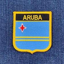 Aruba Patch - Embroidered Caribbean Flag Shield Badge 2.75