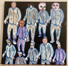 Original Outsider/Visionary/Folk Art Piece On Wood: the waiting - 12