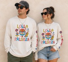 Lollapalooza Graphic Print Long Sleeve T-Shirt White Cotton M Chicago 2023 picture