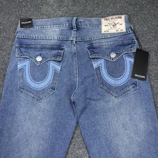 True Religion Jeans Mens 32x32 Geno Relaxed Slim Flap Pocket Light Pacific Wash picture
