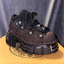 New Rock Men’s 7.5 Brown Canvas Lace-Up sneakers | limited addition | picture