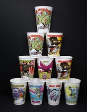 Vintage 7/11 SLURPEE Plastic CUPS MONSTER SERIES 8 different cups 10 Total picture