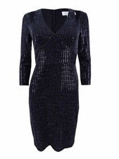 Calvin Klein Womens Cold-Shoulder Metallic Dress (12,Black/Silver) picture