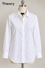 Theory white cotton long sleeve shirt women brand new with tags size S picture