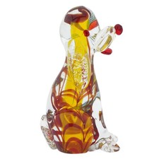GlassOfVenice Vintage Murano Glass Dog by Nason Murano - Sommerso Red and Yellow picture