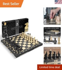 Unique Folding 21-Inch Chess Set -  Beech and Birch Wood Craftsmanship picture