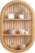 Rattan Wall Shelf 3 Tier Natural Boho Bathroom Storage Organizer picture