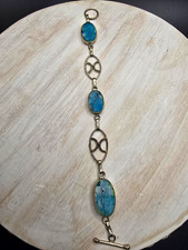 Rare 1970s Taxco MX Sterling Silver Bracelet – Signed SCC, Natural Chrysocolla picture