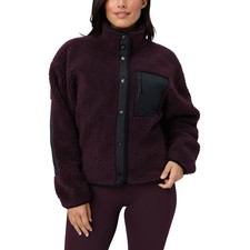 Fabletics Women's Teddy Jacket Faux-Shearling Heavyweight Snap Zip Pockets picture