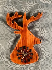 Vintage Solid Wood Deer Wall Clock  Rustic Cabin Lodge Decor 15 1/2 H x 11 W picture