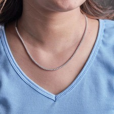 20th Birthday Gift For Daughter Tennis Necklace Round Natural Diamond 14k Gold picture