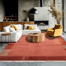5'7''x7'10'' Hand Knotted Wool Rose Orange Tibetan Modern Plush Pile Kalaty Rug picture