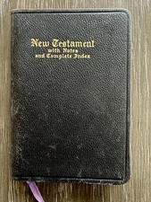 Antique 1913 KJV New Testament with Notes Complete Index John C. Winston Leather picture