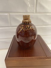 Vtg Hull Brown Drip Pottery Oven Proof USA Large Salt Shaker w/Cork MCM picture