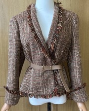  Windsmoor Vintage Tweed Jacket Blazer Wool Blend Brown Orange Cream UK 10/12  picture