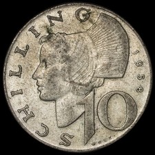 Austria - 10 Schilling - 1958 - KM#2882 - Silver .640 - 0.154 ASW picture