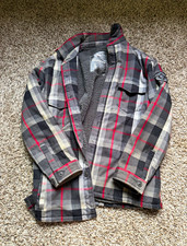 Aéropostale Men's XL Plaid Lined Button Shacket Jacket Gray Black Red 2017 picture