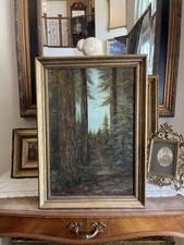 Early 20thC California Plein Air Forest Painting - Antique Oil On Board  picture