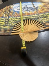 Huge Vintage Thai Folding Wall Fan Bamboo Frame Decor picture
