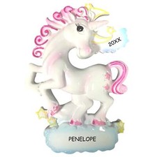 Personalized Whimsical Unicorn Kids Christmas Ornament picture