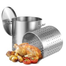 Uimoso 64QT Stainless Steel Stockpot Cooking Kitchen Sauce Pot with Basket Lid picture