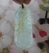 CERTIFIED Grade A Natural Jadeite Untreated Icy Yellow JADE Bamboo Pendent #P677 picture
