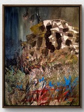 Original Abstract 11x14 Botanical Landscape Signed Acrylic Canvas Home Decor A10 picture