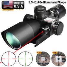 2.5-10x40e Rifle Scope 20/22mm Rail Mount R&G Mil-Dot Reticle w/ Red Laser Sight picture