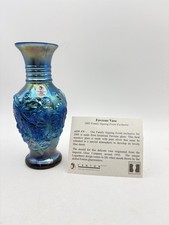 Fenton Blue Favrene Loganberry Vase 6.5