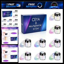 Chameleon Mica Powder Set - 8 Colors, 1.12oz White Chrome Glitter Pigment picture