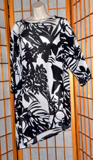 NWT CHICO'S Travelers Collection $89 Navy Blue & White Knit Wheat Mesh Top ~ 2/L picture