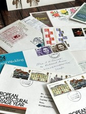 Vintage British First Day Covers FDC Collection x12 & Alderney Stamp Booklet picture