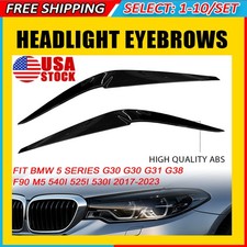 2-20 For BMW 5 Series G30 17-23 Glossy Black Headlight Eyebrow Eyelid Cover Trim picture