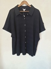 NWT Cato Pearl Button Blouse Womens Size 26/28W Black Dark Academia Preppy Chic picture