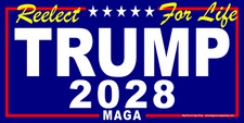 Reelect TRUMP 2028 For Life - HUGE & LARGE - Blue Banners - Reinforced -USA MADE picture